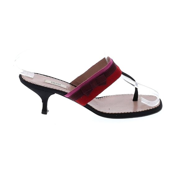 Prada Designer Black Mule Kitten Heel with Pink & Red Ribbon and Bow IT 35.5 - Picture 1 of 8